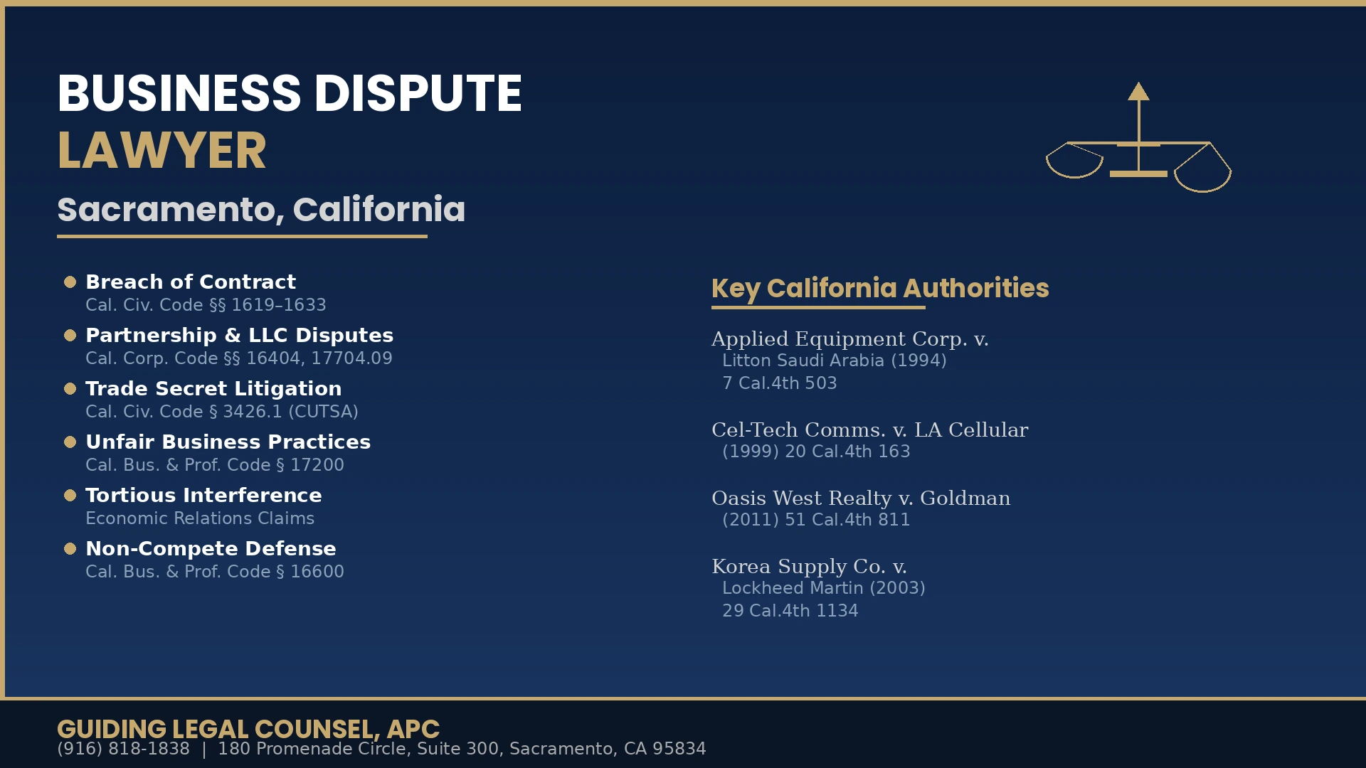 Sacramento Business Dispute Lawyer — Strategic Litigation Counsel for California Commercial Conflicts